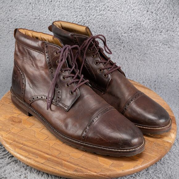 FLORSHEIM Men's "Fenway" Cap Toe Brown Short Boots Chukka Ankle Sz 13 - Picture 1 of 10